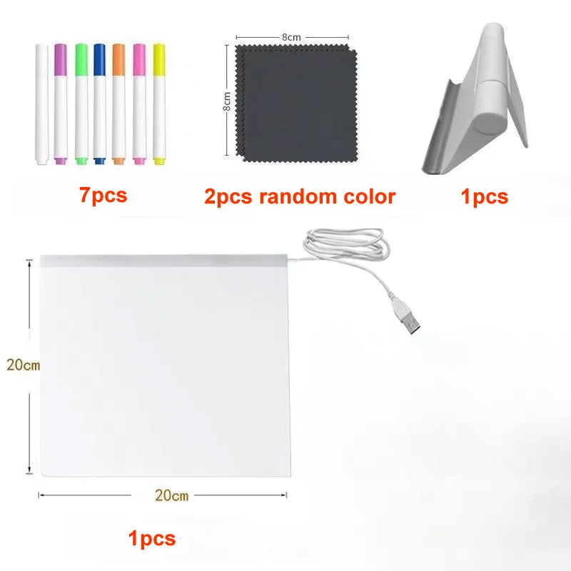 Light Up Acrylic Message Board Rewritable Drawing Lamp