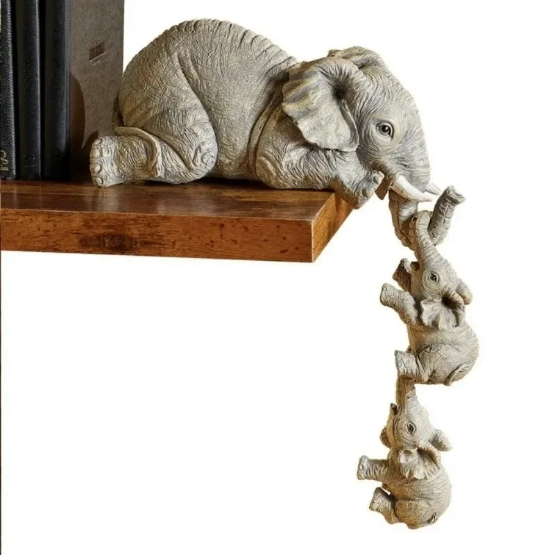 Cute Elephant Hug Baby Doll Resin Figurines