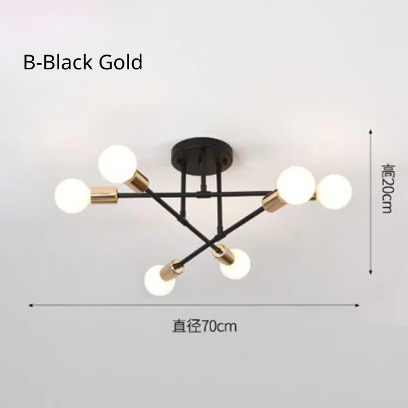 Nordic Minimalist LED Pendant Chandelier Black Gold Ceiling Light