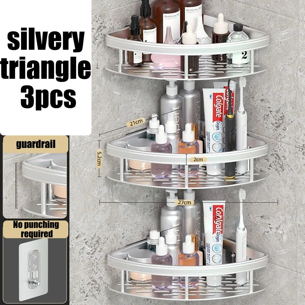 No Drill Bathroom Shelf Towel Rack