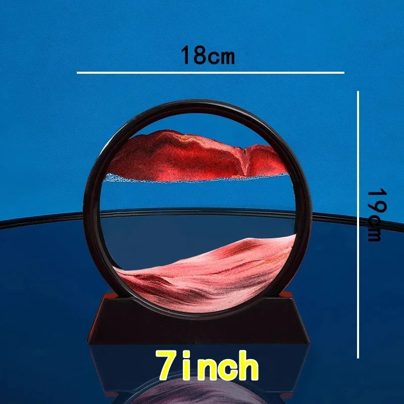 3D Moving Sand Art Round Glass Flowing Sand