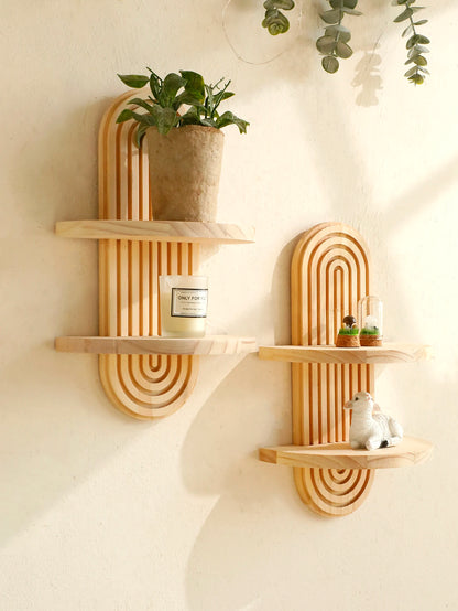 Boho Wooden Wall Shelf