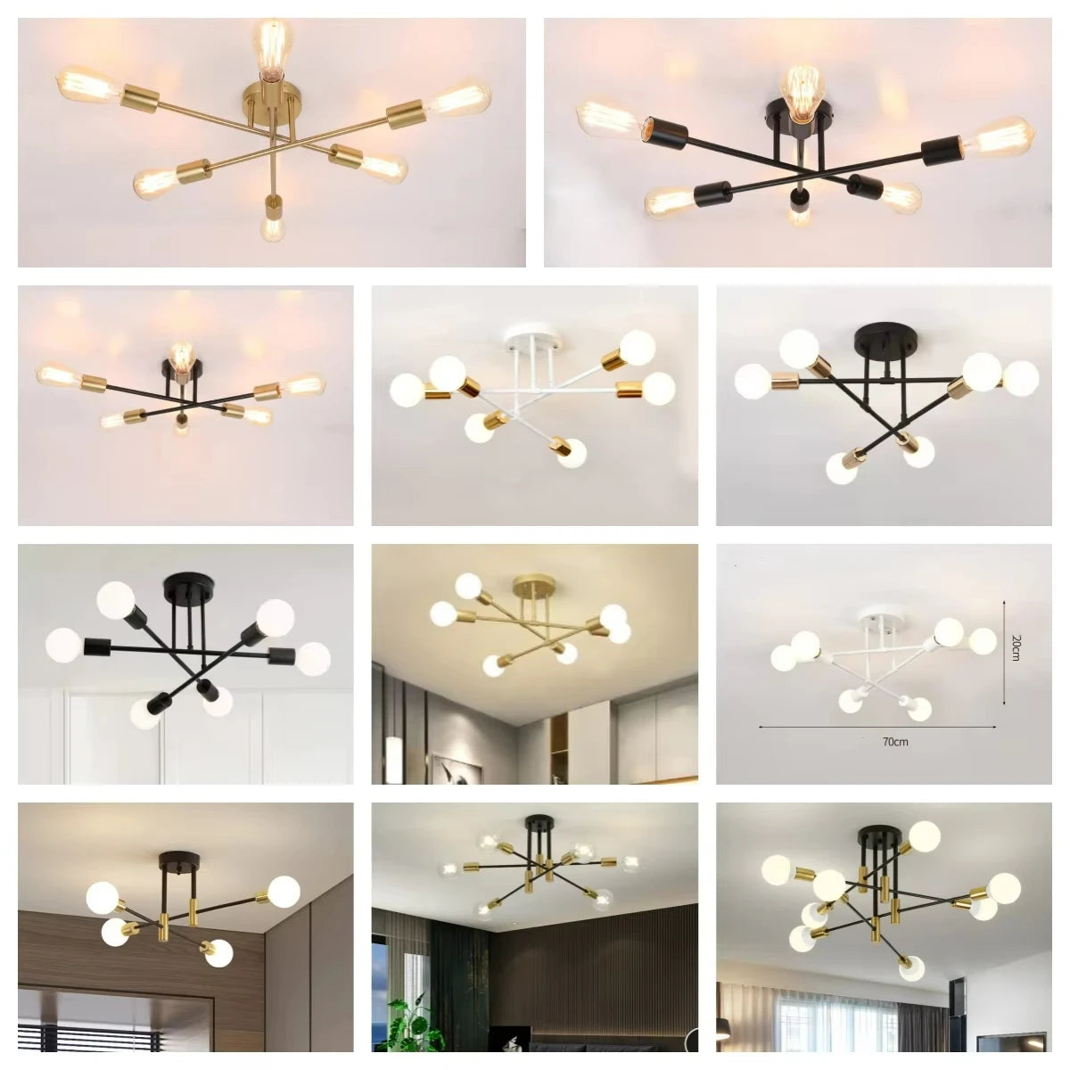 Nordic Minimalist LED Pendant Chandelier Black Gold Ceiling Light