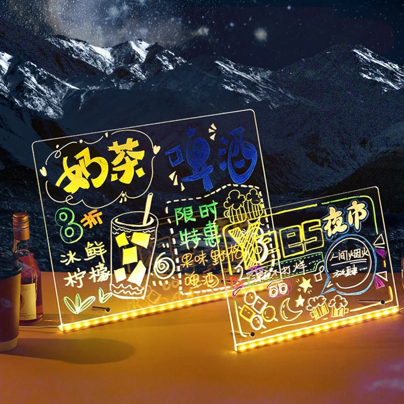 Light Up Acrylic Message Board Rewritable Drawing Lamp
