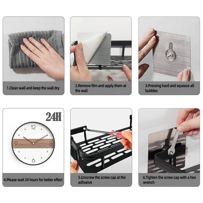 No Drill Bathroom Shelf Towel Rack