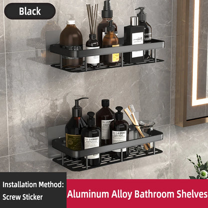 No Drill Bathroom Shelf Towel Rack