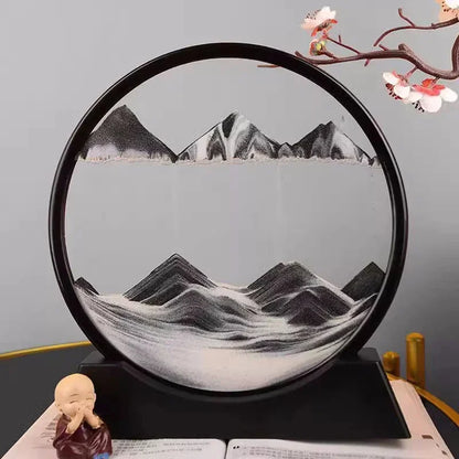 3D Moving Sand Art Round Glass Flowing Sand