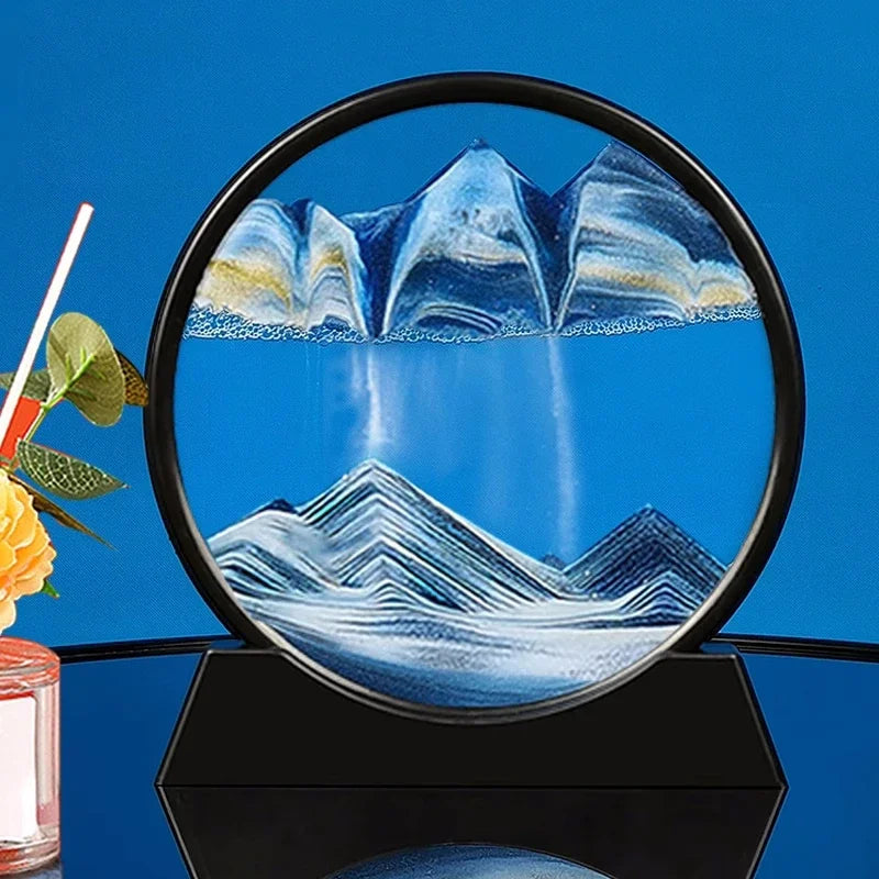 3D Moving Sand Art Round Glass Flowing Sand