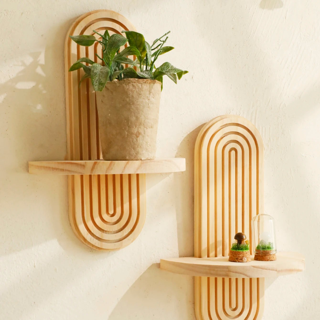 Boho Wooden Wall Shelf