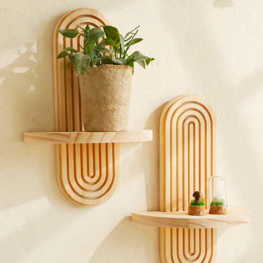 Boho Wooden Wall Shelf