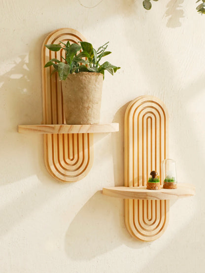 Boho Wooden Wall Shelf