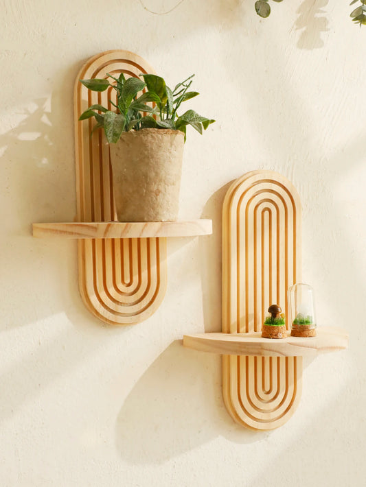 Boho Wooden Wall Shelf