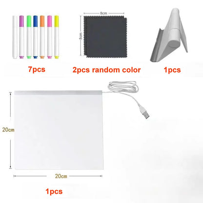 Light Up Acrylic Message Board Rewritable Drawing Lamp
