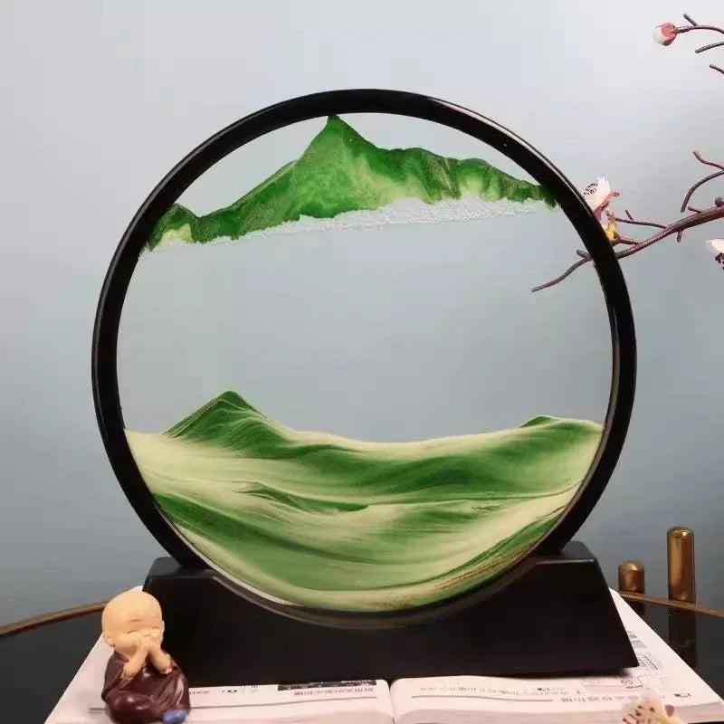 3D Moving Sand Art Round Glass Flowing Sand