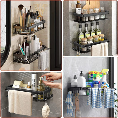 No Drill Bathroom Shelf Towel Rack