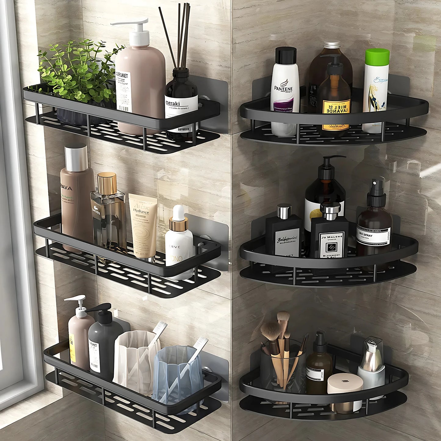 No Drill Bathroom Shelf Towel Rack