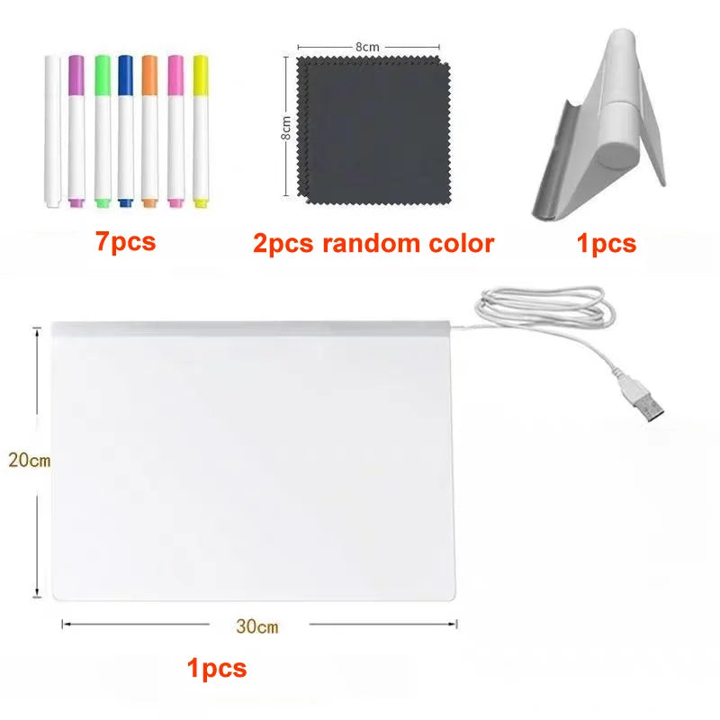 Light Up Acrylic Message Board Rewritable Drawing Lamp