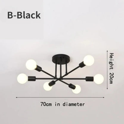 Nordic Minimalist LED Pendant Chandelier Black Gold Ceiling Light
