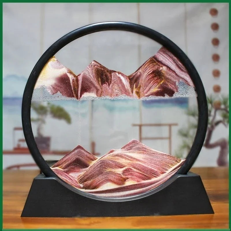 3D Moving Sand Art Round Glass Flowing Sand