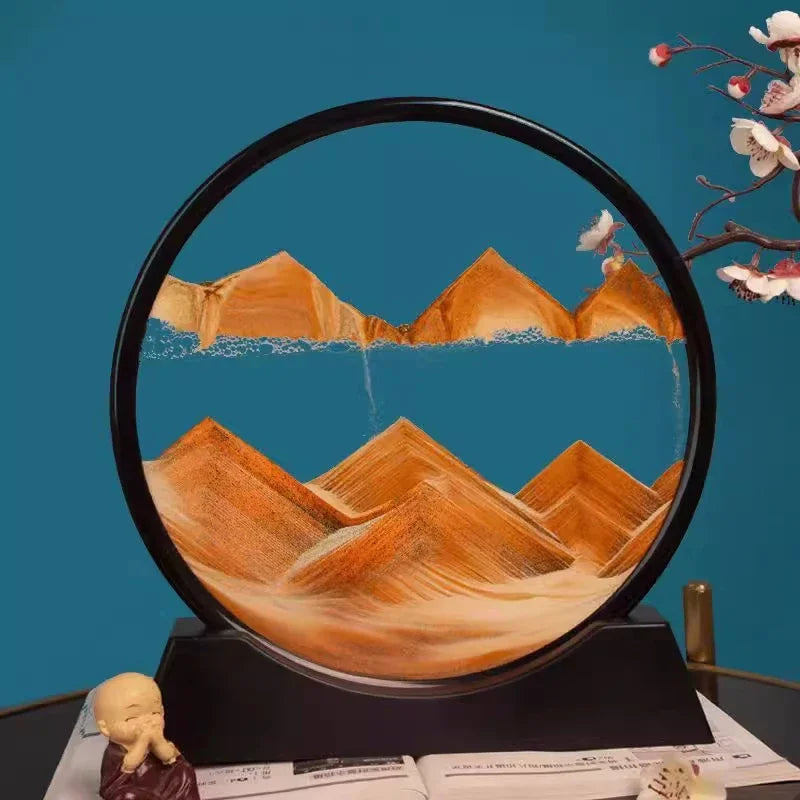 3D Moving Sand Art Round Glass Flowing Sand