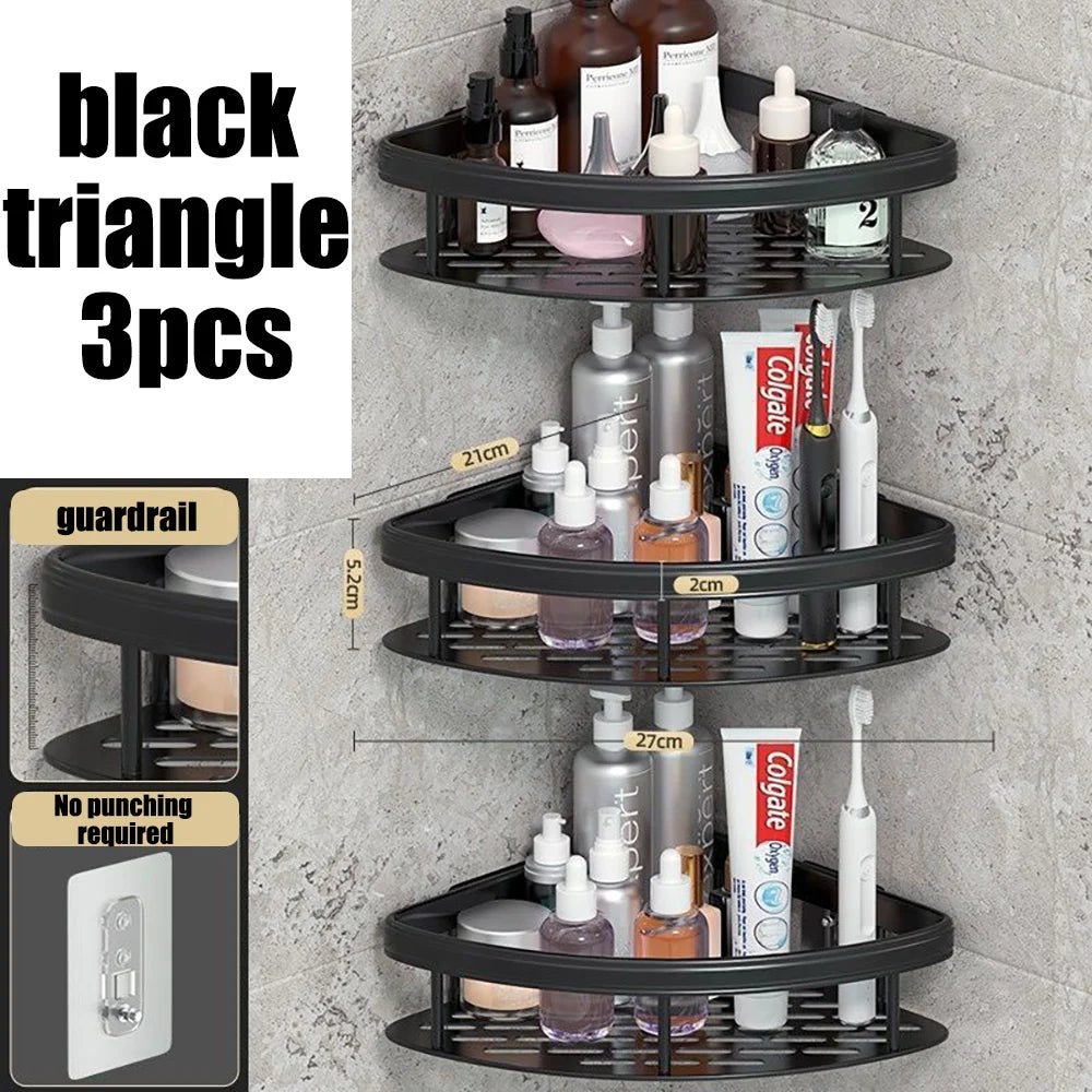No Drill Bathroom Shelf Towel Rack